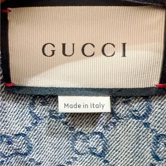 🚩steal Authentic Gucci Blue Denim Jacket with Brown Leather Details - Picture 5 of 6